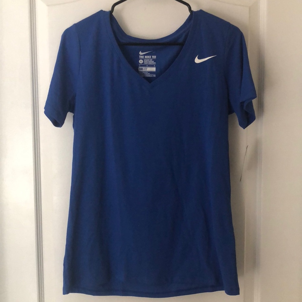 Blue nike dri-fit shirt